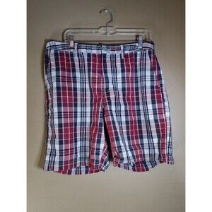 Croft & Barrow Men's Red White Blue Plaid Shorts Size 36